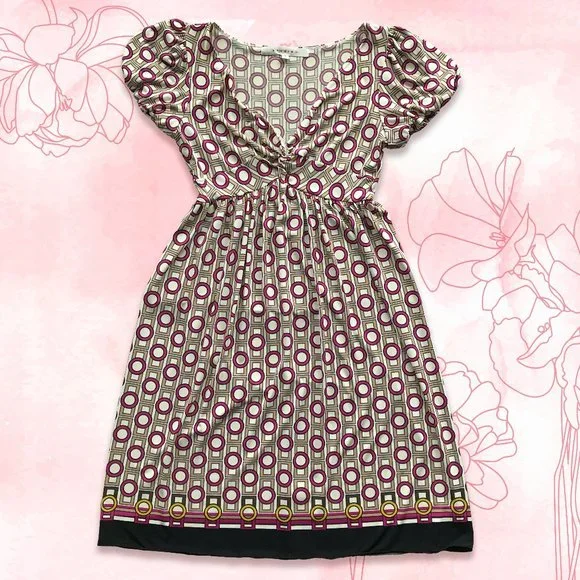 Studio M | Dresses | Studio M Short Puffy Sleeve Aline Midi Dress | Poshmark